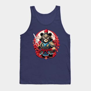 Japanese Samurai Bear Tattoo, Kawaii Ninja Bear Tank Top